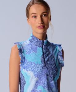 Blue Paisley Ruffle Zip